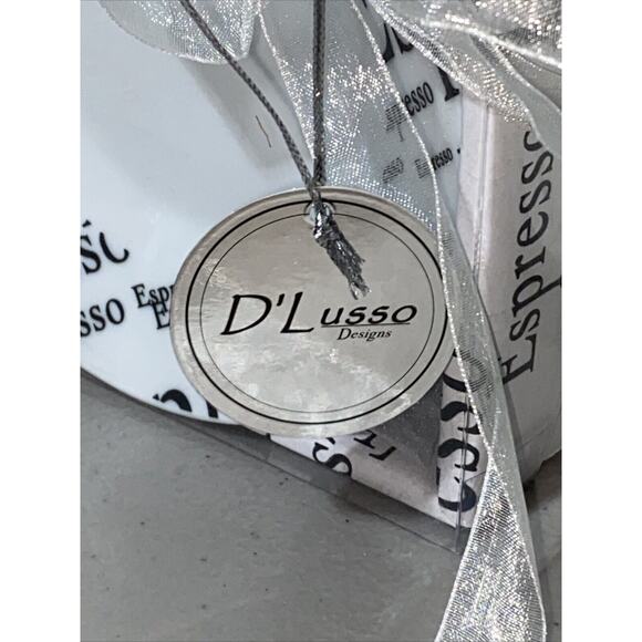 D'Lusso Design Demitasse Espresso Cup And Saucer Set For 2 Coffee Script Print - Picture 3 of 4